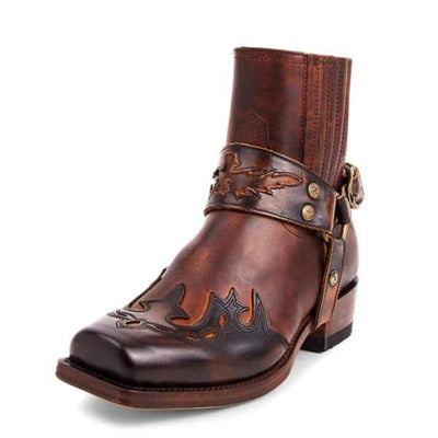 Botas de Equitación para Hombre con Tacón Bajo y Punta Afilada en Encaje Quemado - Image 9