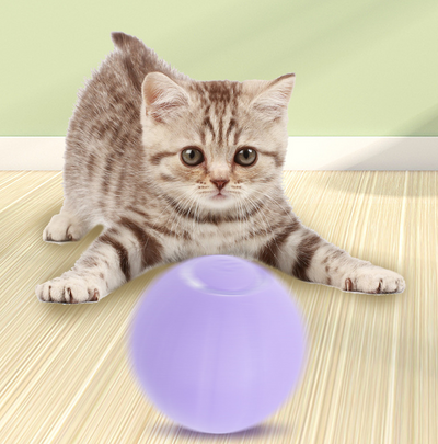 Orange smart bouncing rolling silicone ball toy for cats, shown with its white packaging box and a white USB charging cable. - Image 7
