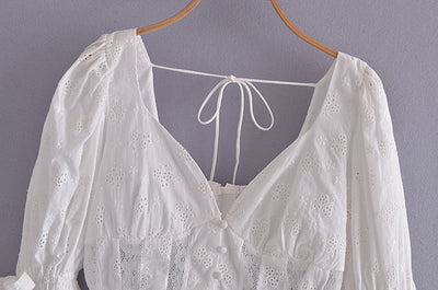 Blusa con Encaje Bordado, Moño y Mangas Abullonadas - Image 26