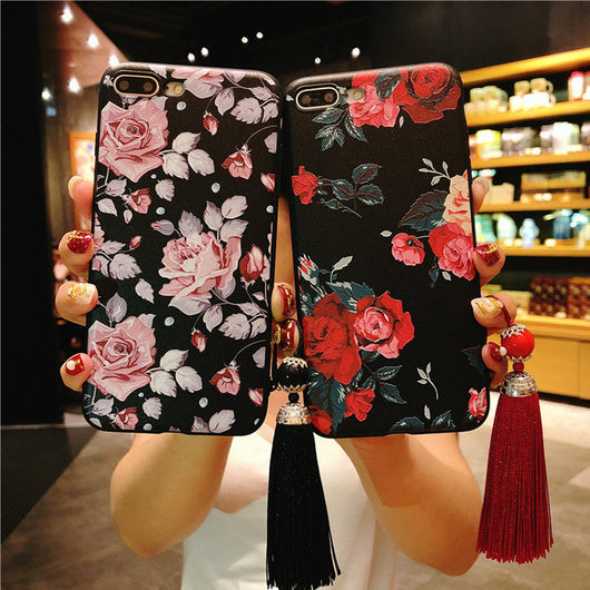 Funda para Celular con Diseño de Rosa Grabada y Flecos Pintados - Image 6