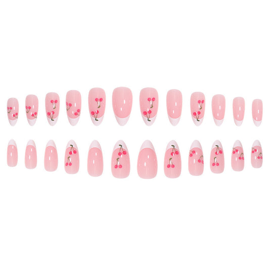 Uñas Postizas Almendra Cereza - Diseño Femenino y Duradero - Image 7