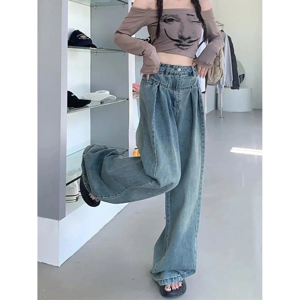 Pantalones Denim Ancho Efecto Adelgazante para Mujer - Otoño
