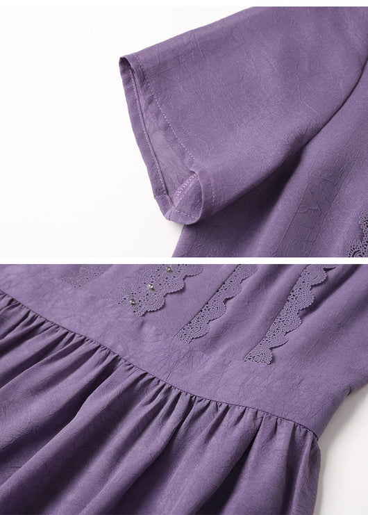 Vestido Morado con Patchwork de Encaje para Mujer - Image 13