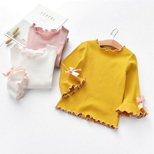 Blusa de Manga Larga con Encaje y Moño