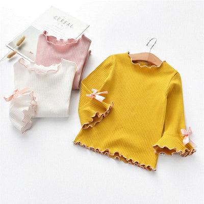 Blusa de Manga Larga con Encaje y Moño