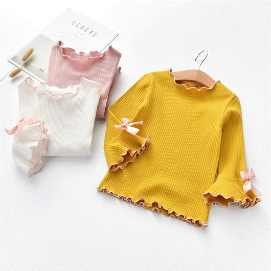 Blusa de Manga Larga con Encaje y Moño