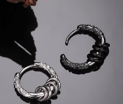 Aretes de Plata Esterlina para Hombre con Diseño de Aro Dorado - Image 7