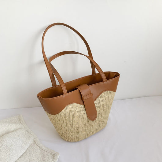 Bolso Tejido de Gran Capacidad con Diseño Patchwork para Mujer - Image 12