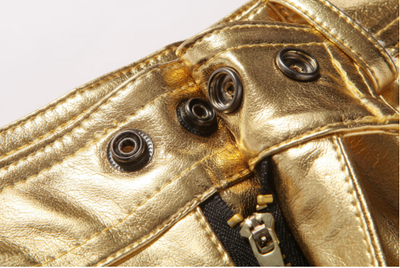 Pantalones Casuales Bronce Brillante con Efecto Metalizado - Image 12
