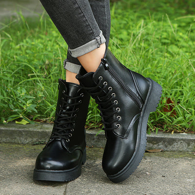 Botas Cortas Estilo Británico con Tacón Grueso y Cierre Lateral para Mujer - Image 13