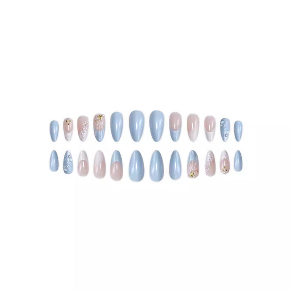 Uñas Postizas 3D Perla Dorada Serie Ocean - Diseño Premium XINGX