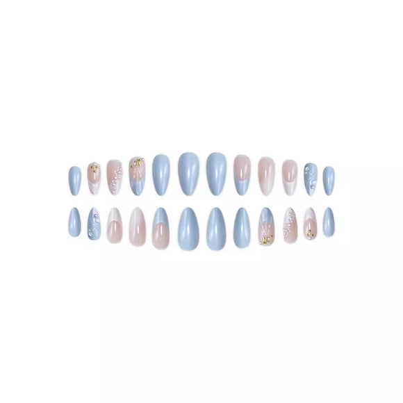 Uñas Postizas 3D Perla Dorada Serie Ocean - Diseño Premium XINGX