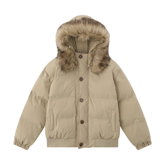 Parka de Algodón para Hombre con Capucha y Cuello de Piel
