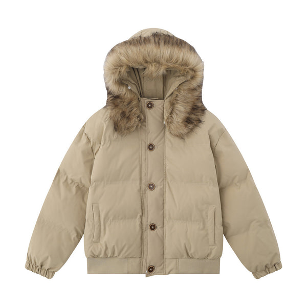 Parka de Algodón para Hombre con Capucha y Cuello de Piel