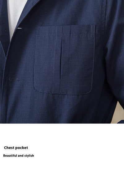 Chaqueta Casual de Algodón Ligero con Cuello Cubano y Estampado Cuadros - Image 14