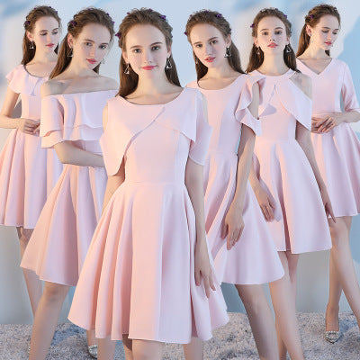 Vestido Corto para Damas de Honor en Rosa