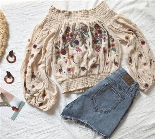 Blusa Asimétrica con Manga Farol