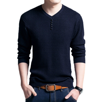 Suéter Coreano Hombre Cuello Redondo a Rayas - Image 9