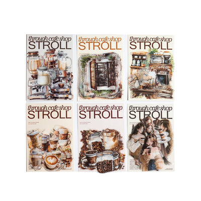 Sheet of 15 watercolor coffee shop stickers, featuring various cafe exteriors and interiors in a Nordic style. - Image 5