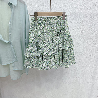 Falda Corta Cintura Alta con Estampado Floral y Vuelo - Image 3
