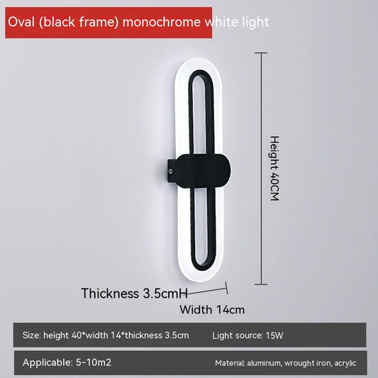 Lámpara LED Ovalada de Acrílico para Pared - Iluminación Moderna de Dormitorio - Image 2