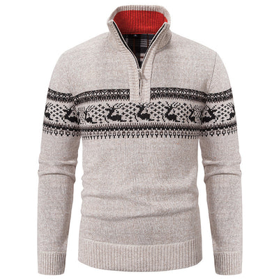 Suéter Tejido de Cuello Medio Cierre Half-zip Talla Grande - Image 4