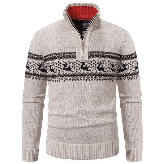 Suéter Tejido de Cuello Medio Cierre Half-zip Talla Grande - Image 4