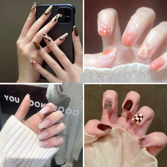 Uñas Postizas Decoradas Adhesivas - Diseño Profesional Listo para Usar