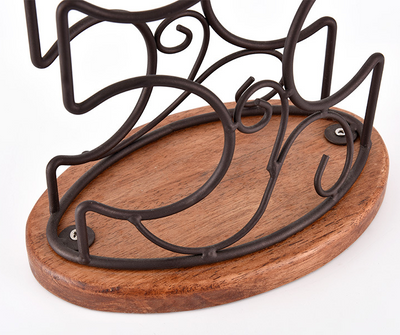 Botellero de Hierro Forjado con Base de Madera - Mueble Decorativo para 6 Botellas - Image 12
