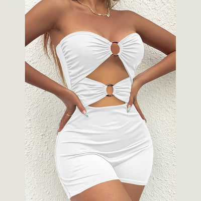 Jumpsuit Elegante con Escote Tubo y Detalles Calados - Image 4