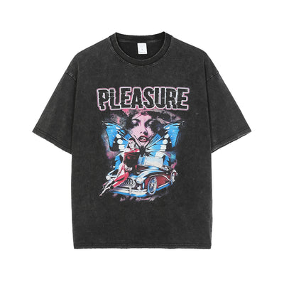 Playera Hip Hop Mariposa Manga Corta Suelta con Letras