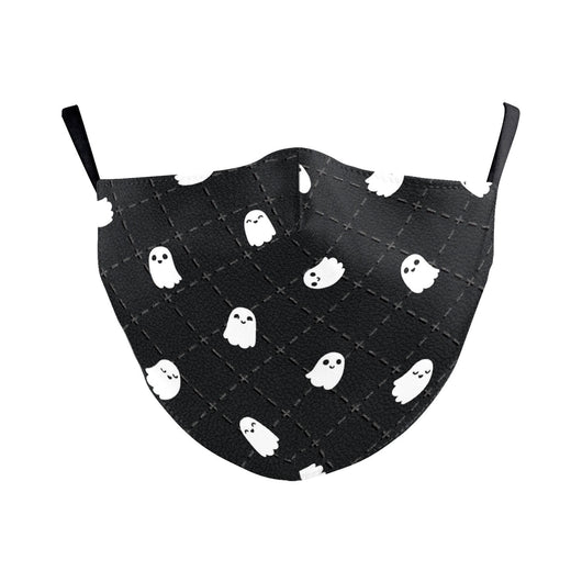 Halloween dustproof mask with a glowing jack-o'-lantern, skeleton, and figure in a spooky graveyard scene. - Image 6