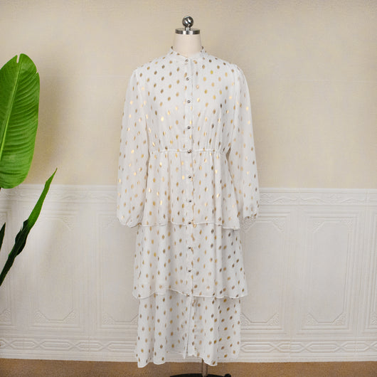 Vestido Suelto Estampado Blanco con Cintura Regulable - Estilo Ejecutivo - Image 10