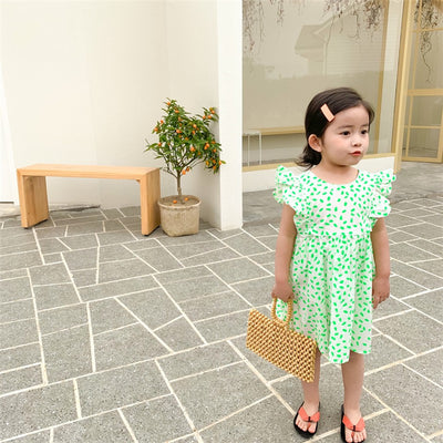 Vestido Princesa de Algodón para Niña con Escote V y Mangas Volantes - Image 9