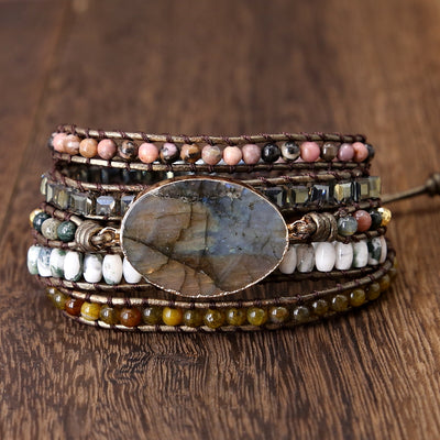 Pulsera Tejida de Cristal Mixto Hecha a Mano