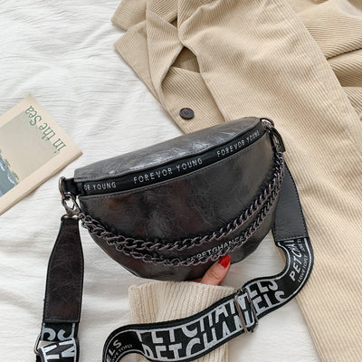 Bolsa de Cintura Retro de Color Sólido con Cadena para Mujer - Image 18