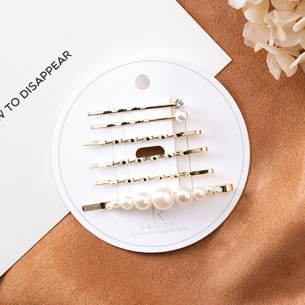 Pasador de Cabello Perla con Cristales Brillantes para Flequillos