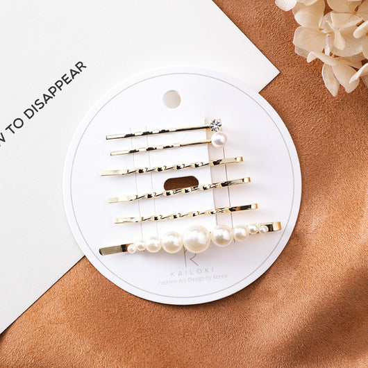 Pasador de Cabello Perla con Cristales Brillantes para Flequillos - Image 2