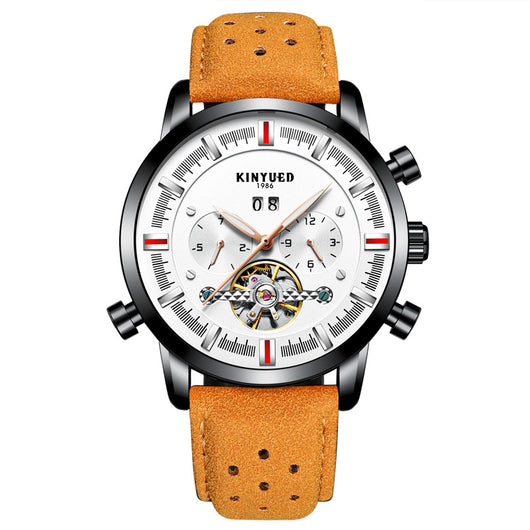 Reloj Automático Tourbillon KINYUED para Hombre con Correa de Cuero y Esfera Grande - Image 9