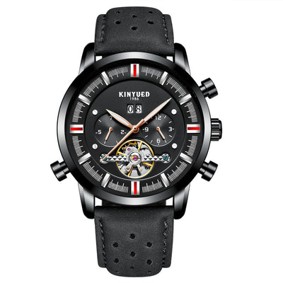 Reloj Automático Tourbillon KINYUED para Hombre con Correa de Cuero y Esfera Grande - Image 10