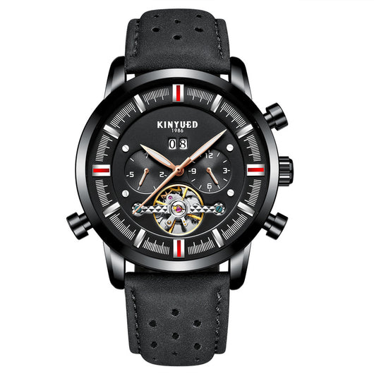 Reloj Automático Tourbillon KINYUED para Hombre con Correa de Cuero y Esfera Grande - Image 10