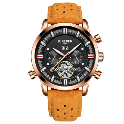 Reloj Automático Tourbillon KINYUED para Hombre con Correa de Cuero y Esfera Grande - Image 11