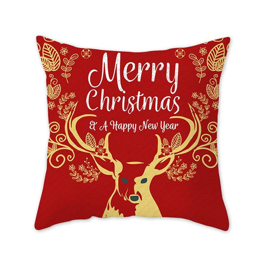 Funda de Almohada Navideña con Diseño de Ciervo y Patrón Geométrico - Image 78