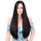 Peluca Larga Negra Liso Completo con Flequillo Divisor - Estilo Fashion
