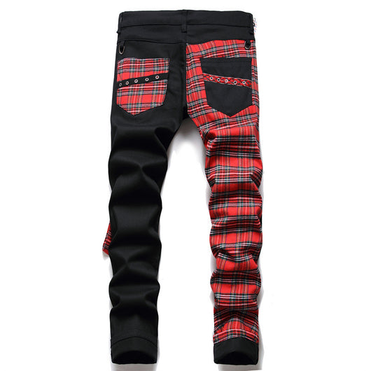 Jeans Rectos Hombre con Panel Colorblock Negro sin Estiramiento - Image 3