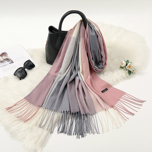 Bufanda de Invierno Bicolor en Cashmere Suave y Cálida - Image 6
