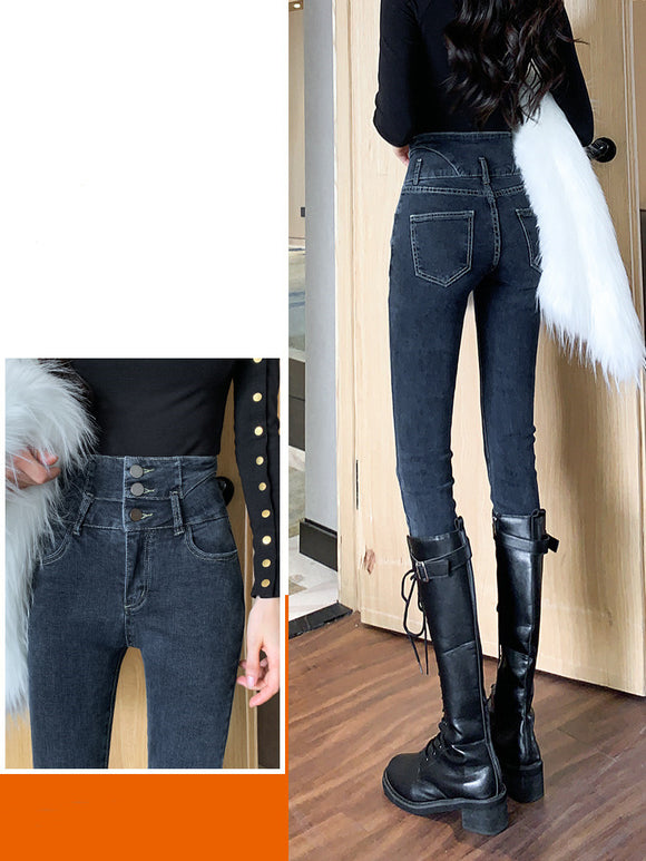 High-Waisted Slim-Fit Pencil Pants with Fitted Cuffs