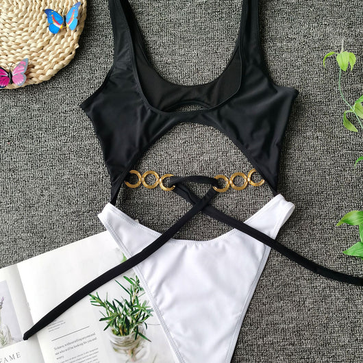 Traje de baño metalizado con lazo y costuras decorativas - Image 27