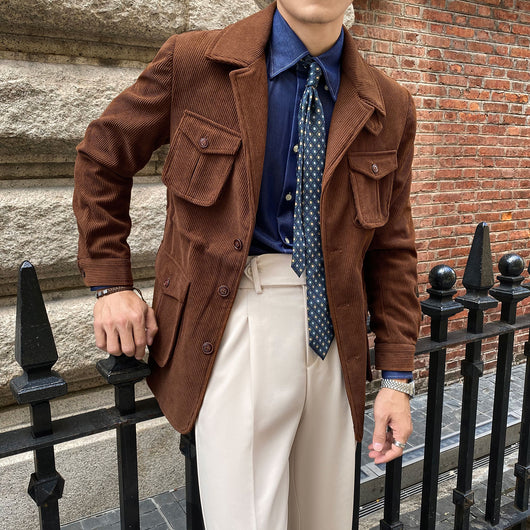 Chaqueta de Pana para Hombre Gruesa Ajustada Casual - Image 5