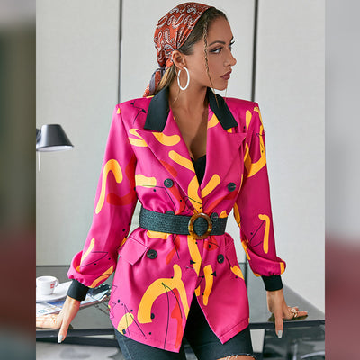 Blazer Ejecutivo de Solapa Clásica con Doble Botonadura y Estampado Moderno - Image 5